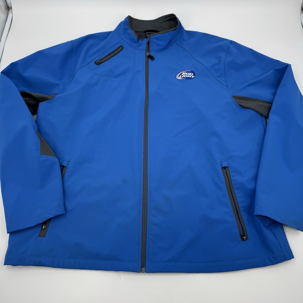Bud Light North End Sport Weather Technology Jacket Blue Mens XXL Full‎ Zip